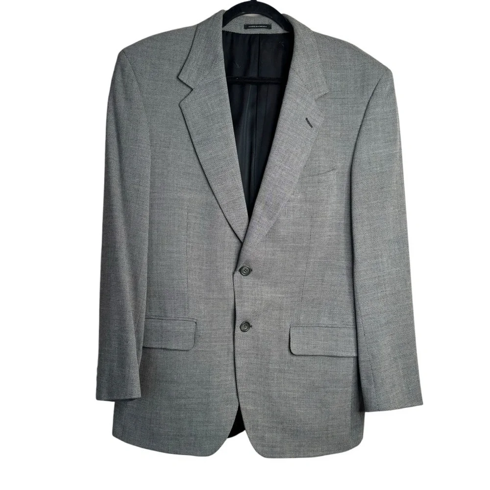Yves Saint Laurent Mens Jacket Gray Wool Tweed Suit Blazer 2 Button Front 42